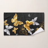 Goud en witte vlinders bad handdoek (Handdoek)