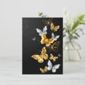 Goud en witte vlinders bedankkaart (Staand voorkant)