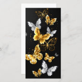 Goud en witte vlinders bedankkaart (Voorkant / Achterkant)