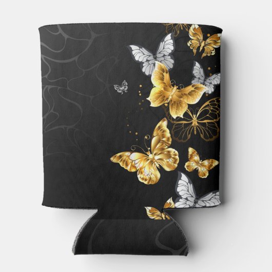 Goud en witte vlinders blikjeskoeler (Achterkant)