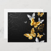 Goud en witte vlinders briefkaart (Voorkant / Achterkant)