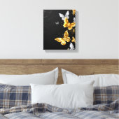 Goud en witte vlinders canvas afdruk (Insitu (Slaapkamer))