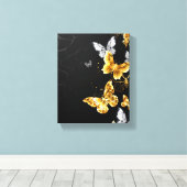 Goud en witte vlinders canvas afdruk (Insitu (Houten vloer))