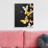Goud en witte vlinders canvas afdruk (Insitu (Woonkamer))