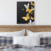 Goud en witte vlinders canvas afdruk (Insitu (Slaapkamer))