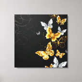 Goud en witte vlinders canvas afdruk (Voorkant)