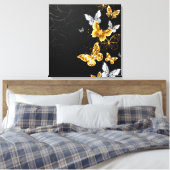 Goud en witte vlinders canvas afdruk (Insitu (Slaapkamer))