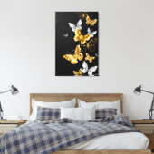 Goud en witte vlinders canvas afdruk (Insitu (Slaapkamer))