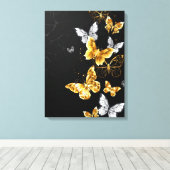 Goud en witte vlinders canvas afdruk (Insitu (Houten vloer))