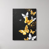 Goud en witte vlinders canvas afdruk (Voorkant)
