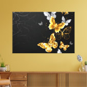 Goud en witte vlinders canvas afdruk (Insitu (Woonkamer))