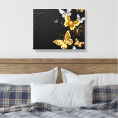 Goud en witte vlinders canvas afdruk (Insitu (Slaapkamer))