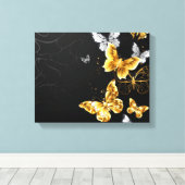 Goud en witte vlinders canvas afdruk (Insitu (Houten vloer))