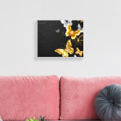 Goud en witte vlinders canvas afdruk (Insitu (Woonkamer))
