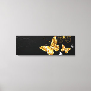 Goud en witte vlinders canvas afdruk