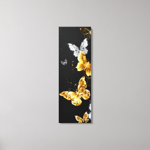 Goud en witte vlinders canvas afdruk