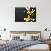 Goud en witte vlinders canvas afdruk (Insitu (Slaapkamer))