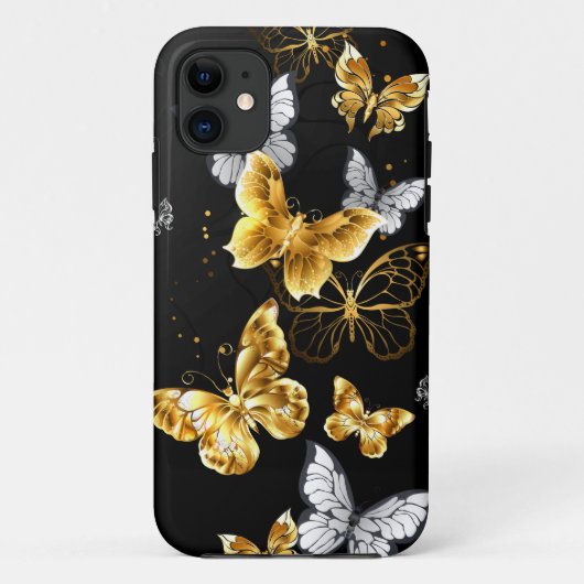 Goud en witte vlinders Case-Mate iPhone case (Achterkant)