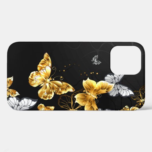 Goud en witte vlinders Case-Mate iPhone case (Achterkant (horizontaal))