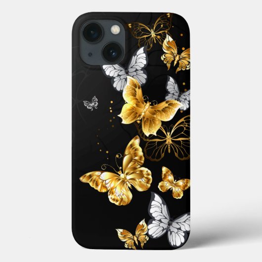 Goud en witte vlinders Case-Mate iPhone case (Achterkant)