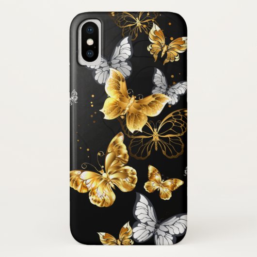 Goud en witte vlinders Case-Mate iPhone case (Achterkant)