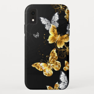 Goud en witte vlinders iPhone XR hoesje