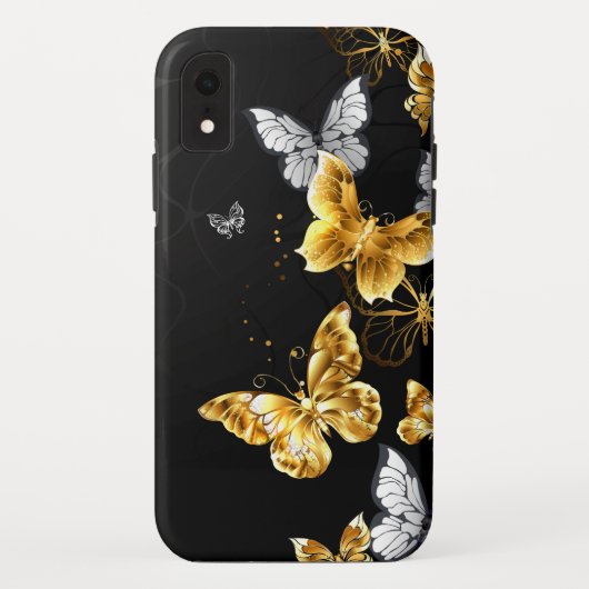 Goud en witte vlinders Case-Mate iPhone case (Achterkant)