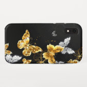 Goud en witte vlinders Case-Mate iPhone case (Achterkant (horizontaal))