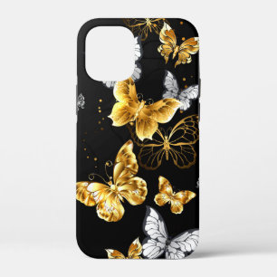 Goud en witte vlinders iPhone 12 mini hoesje
