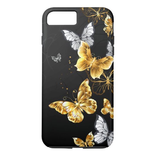 Goud en witte vlinders Case-Mate iPhone case (Achterkant)