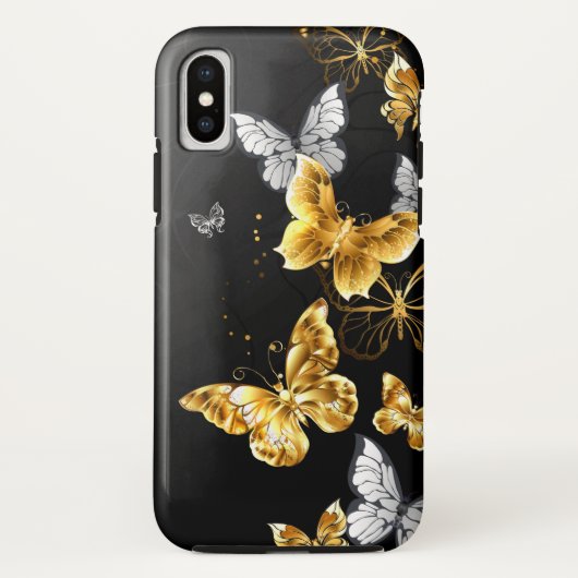 Goud en witte vlinders Case-Mate iPhone case (Achterkant)