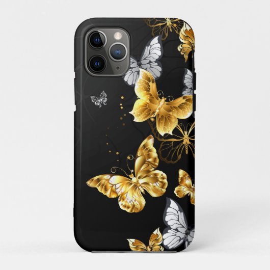 Goud en witte vlinders Case-Mate iPhone case (Achterkant)
