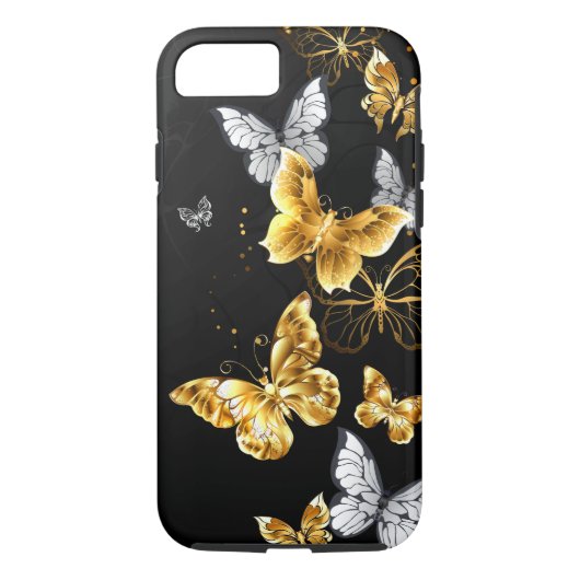 Goud en witte vlinders Case-Mate iPhone case (Achterkant)