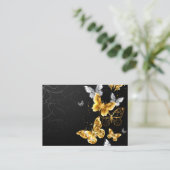 Goud en witte vlinders contactkaartje (Staand voorkant)