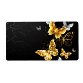 Goud en witte vlinders etiket (Voorkant)