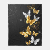 Goud en witte vlinders fleece deken (Voorkant)