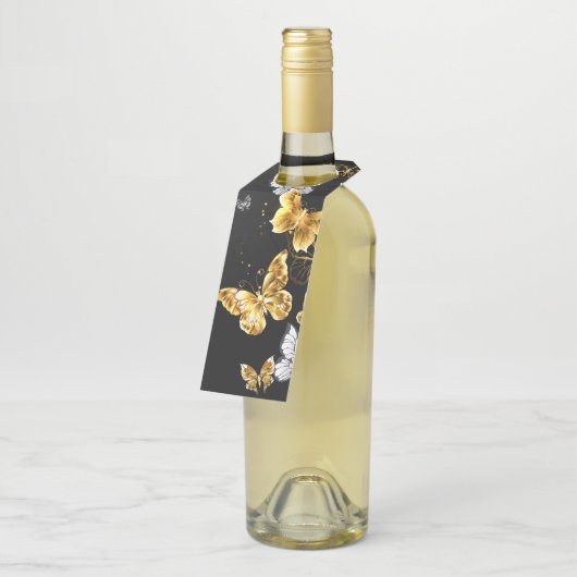 Goud en witte vlinders flessenhanger (Schuin)