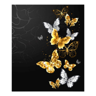 Goud en witte vlinders foto afdruk