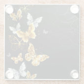 Goud en witte vlinders glazen onderzetter (Achterkant)