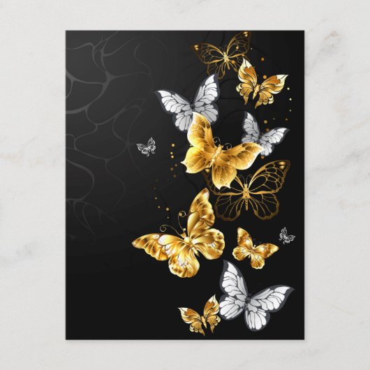 Goud en witte vlinders informatiekaartje (Voorkant)