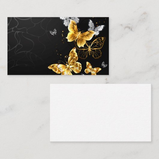 Goud en witte vlinders informatiekaartje (Voorkant / Achterkant)