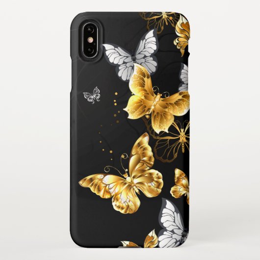Goud en witte vlinders iPhone hoesje (Achterkant)