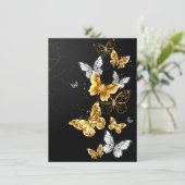 Goud en witte vlinders kaart (Staand voorkant)