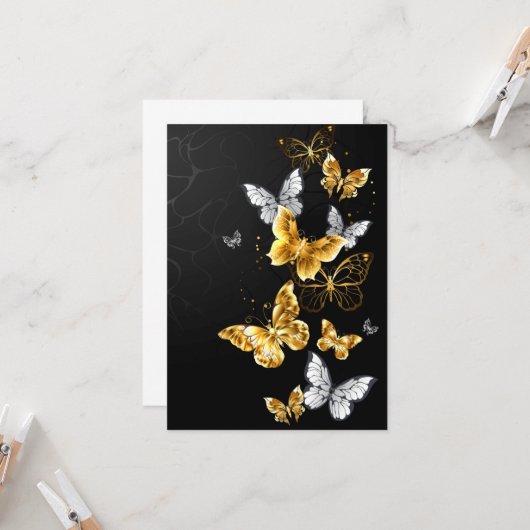 Goud en witte vlinders kaart (Voorkant / Achterkant in situ)