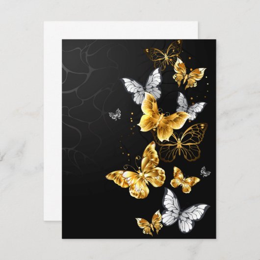 Goud en witte vlinders kaart (Voorkant / Achterkant)