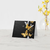 Goud en witte vlinders kaart (Gele Bloem)