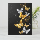 Goud en witte vlinders kaart (Staand voorkant)