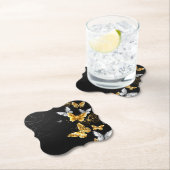 Goud en witte vlinders kartonnen onderzetters (Insitu)