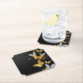 Goud en witte vlinders kartonnen onderzetters (Insitu)