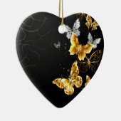 Goud en witte vlinders keramisch ornament (Rechts)